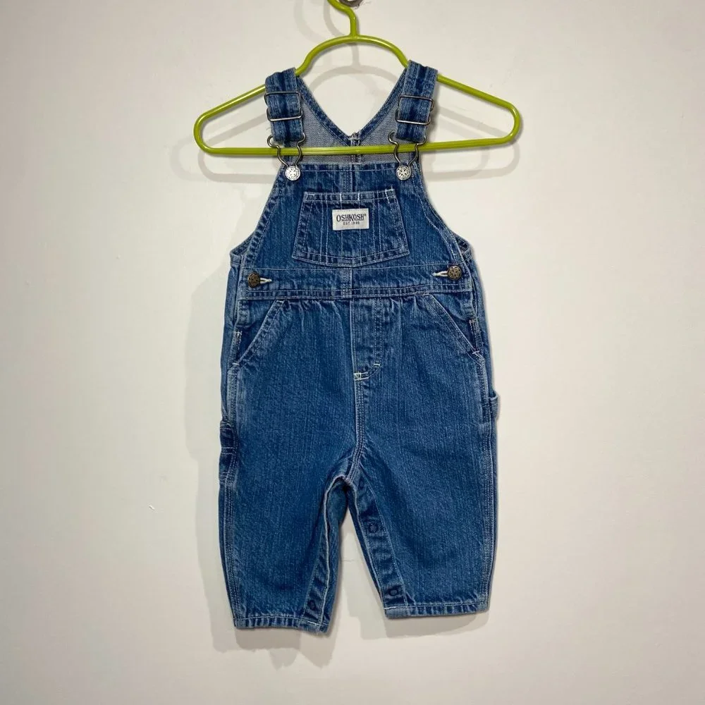 Vintage Oshkosh B'Gosh Girls Denim Overalls Size 6-9 Months